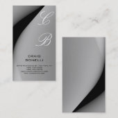 Monogram White Black Gray Schlichte Visitenkarte (Vorne/Hinten)