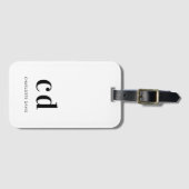 Monogram, white black name initials elegant gepäckanhänger (Vorderseite (Horizontal))