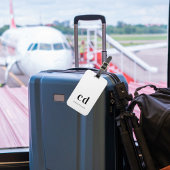 Monogram, white black name initials elegant gepäckanhänger