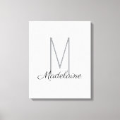 Monogram White Black Personal Elegant Leinwanddruck (Vorderseite)