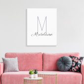 Monogram White Black Personal Elegant Leinwanddruck (Insitu (Wohnzimmer))