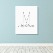 Monogram White Black Personal Elegant Leinwanddruck (Insitu (Holzboden))