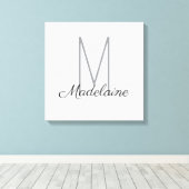Monogram White Black Personal Elegant Leinwanddruck (Insitu (Holzboden))