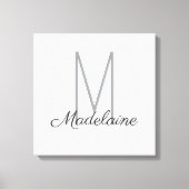 Monogram White Black Personal Elegant Leinwanddruck (Vorderseite)
