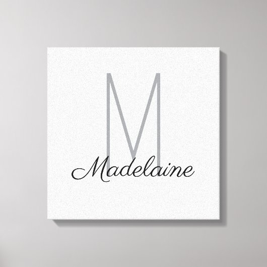 Monogram White Black Personal Elegant Leinwanddruck (Vorderseite)