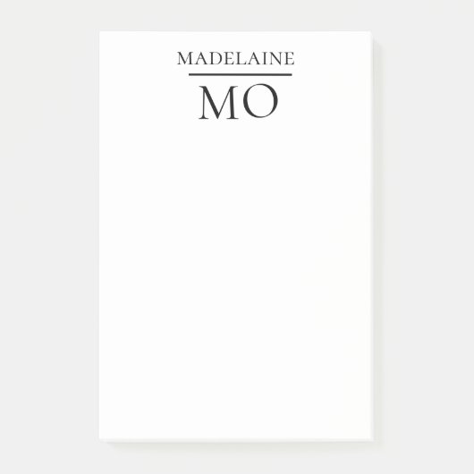 Monogram White Black Post-it Klebezettel (Vorderseite)