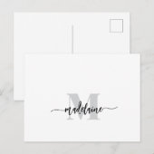 Monogram White Black Silver Color Personal Postkarte (Vorne/Hinten)