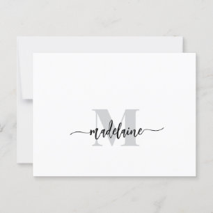 Monogram White Black Silver Color Personal Postkarte
