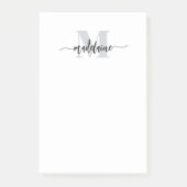 Monogram White Black Silver Personal Post-it Klebezettel (Vorderseite)