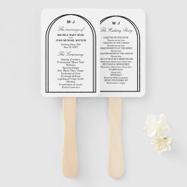 Monogram White Black Simple Arch Wedding Program Fächer