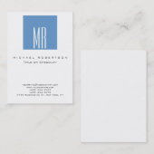 Monogram White Blue Grey Chubby Business Card Visitenkarte (Vorne/Hinten)