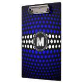 Monogram White & Blue Polka Dots Muster Klemmbrett (Links)