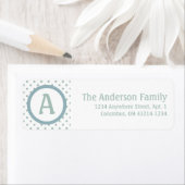 Monogram White BlueGreen Polka Dot Address Label (Insitu)
