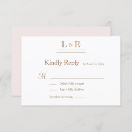 Monogram White Blush Gold Ampersand Hochzeitsrampe Einladung