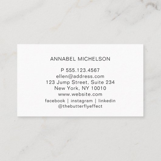Monogram White Business Card Visitenkarte (Rückseite)