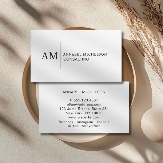Monogram White Business Card Visitenkarte