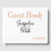 Monogram White Cantaloupe Blue Wedding Gästebuch (Vorderseite)