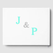 Monogram White Cantaloupe Blue Wedding Gästebuch (Rückseite)