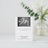 Monogram White Chalkboard Chubby Business Card Visitenkarte (Stehend Vorderseite)