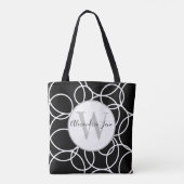 Monogram White Circles Black Modern Abstrakt Tasche (Rückseite)