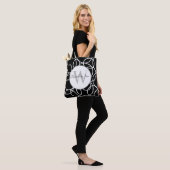 Monogram White Circles Black Modern Abstrakt Tasche (Am Model)