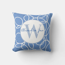 Monogram White Circles Blue Modern Abstrakt Kissen