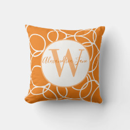 Monogram White Circles Orange Modern Abstrakt Kissen