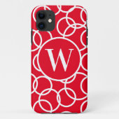 Monogram White Circles Red Modern Abstrakt Case-Mate iPhone Hülle (Rückseite)