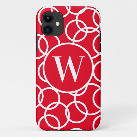 Monogram White Circles Red Modern Abstrakt Case-Mate iPhone Hülle (Rückseite)