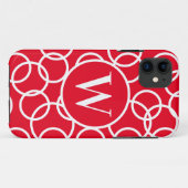 Monogram White Circles Red Modern Abstrakt Case-Mate iPhone Hülle (Rückseite (Horizontal))