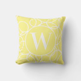 Monogram White Circles Soft Yellow Modern Abstrakt Kissen