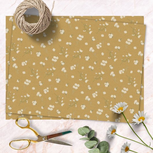 Monogram White Daisy Blume Floral Pattern Seidenpapier