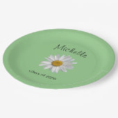 Monogram White Daisy Graduation Party Pappteller (Schrägansicht)