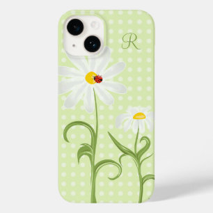 Monogram White Daisy und Lady Bug Polka Dot Green Case-Mate iPhone Hülle