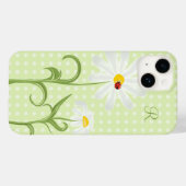 Monogram White Daisy und Lady Bug Polka Dot Green Case-Mate iPhone Hülle (Rückseite (Horizontal))