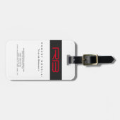 Monogram White Dark Gray Red Gepäckanhänger (Vorderseite horizontal)