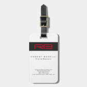 Monogram White Dark Gray Red Gepäckanhänger (Vorderseite vertikal)