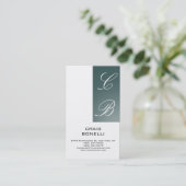Monogram White Dark Slate Gray Business Card Visitenkarte (Stehend Vorderseite)