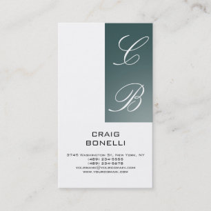 Monogram White Dark Slate Gray Business Card Visitenkarte
