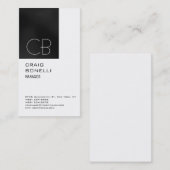 Monogram White Dunkel Gray Business Card Visitenkarte (Vorne/Hinten)