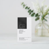 Monogram White Dunkel Gray Business Card Visitenkarte (Stehend Vorderseite)