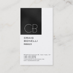 Monogram White Dunkel Gray Business Card Visitenkarte