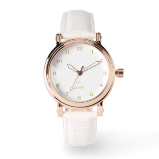 Monogram white | Elegant Gold Minimalist  Armbanduhr