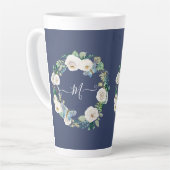 Monogram White Floral Butterfly Milchtasse (Linke Ecke)
