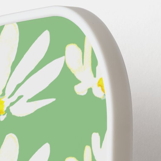 Monogram White Floral Daisy Pickleball Paddle (Linke Seite)