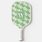 Monogram White Floral Daisy Pickleball Paddle (Rückseite)