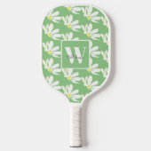 Monogram White Floral Daisy Pickleball Paddle (Vorderseite)