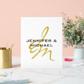 Monogram White Gold Color Schlicht Modern Minimali Acrylschild (Hochzeit)