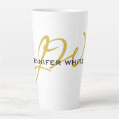Monogram White Gold Color Schlicht Modern Minimali Milchtasse (Vorderseite)