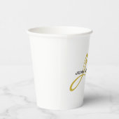 Monogram White Gold Color Schlicht Modern Minimali Pappbecher (Rechts)